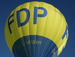 Ein Heißluftballon mit der Aufschrift FDP